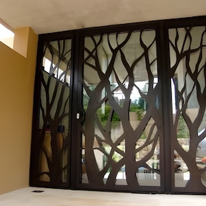 Unique Branch Design Metal Side Walk Gate | Mirrored Back Panel Entrance Metal Back Yard Gate | Made in Canada– Model # 231E