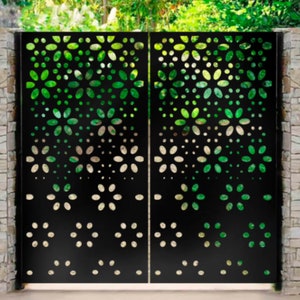 Beautiful Laser Cut Floral Pattern Metal Garden Gate | Custom Fabrication Wrought Iron Pool Gate | Made in Canada– Model # 248E