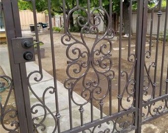 Modern Spiral Vintage Metal Back Yard Gate | Visual Art custom fabrication Metal Yard side Gate| Made in Canada – Model # 867E