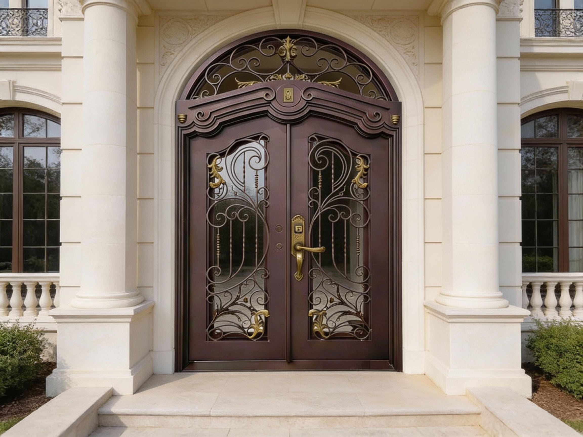 Wrought Iron Door | Arched Top With Kickplate | Model # IWD1020E
