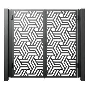 Hexagrid Passage – Modern double-panel man door with interlocking hexagon and parallelogram pattern in mirrored symmetry Model # 811E