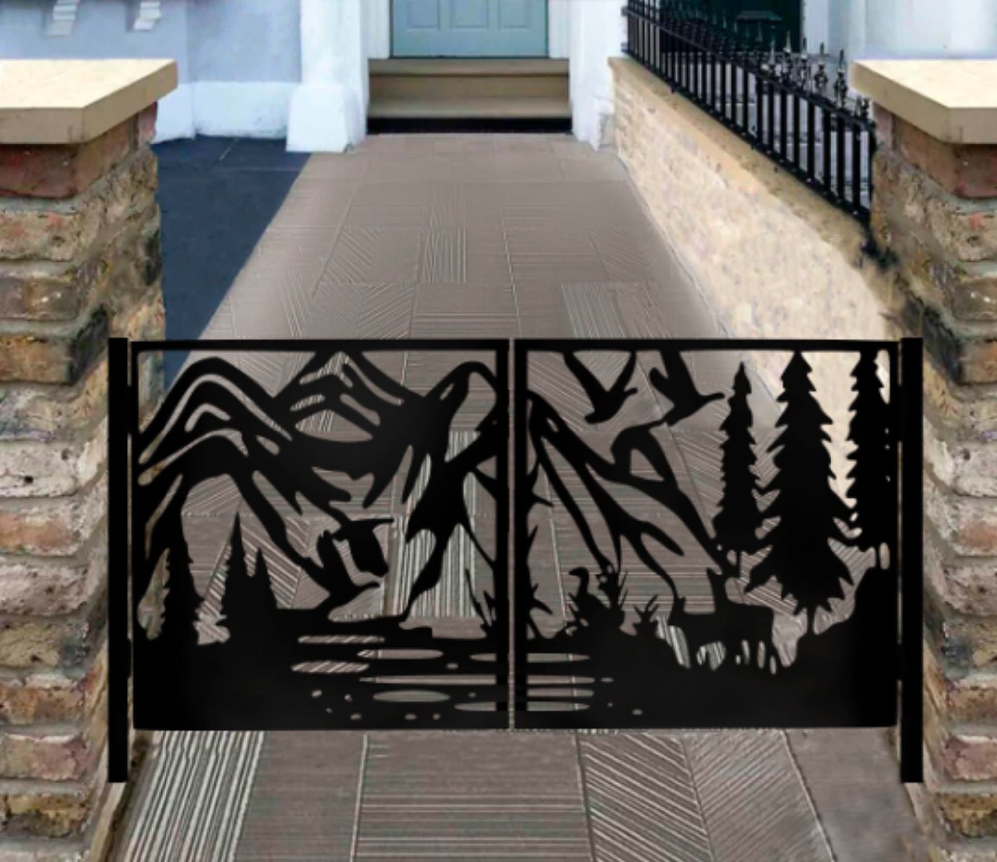 3D Laser Cut Landscape Design Metal Garden Gate| Custom Fabrication Metal Pool Gate | Made in Canada – Model # 246E