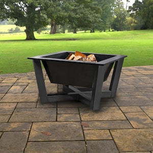Fire Pit Square Bowl with X-Shape Support Legs| Wood Burning Outdoor Firepit | Custom Morden Design | Model # WBFP653E