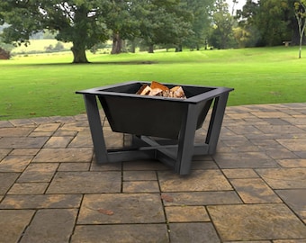 Fire Pit Square Bowl with X-Shape Support Legs| Wood Burning Outdoor Firepit | Custom Morden Design | Model # WBFP653E