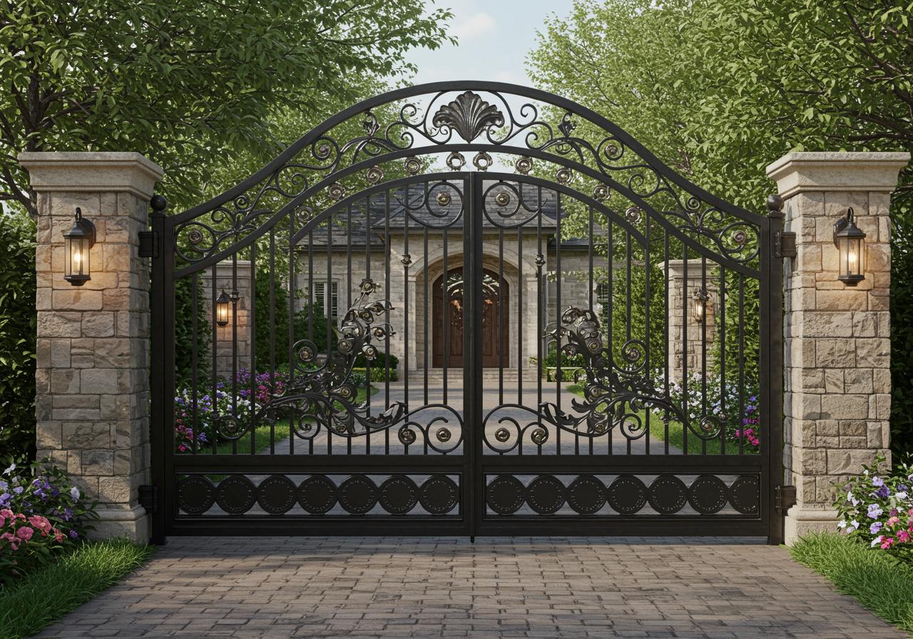Unique Drive Gate Unique Solid Lines Design Driveway Gate | Custom Metal Entrance Gate ...