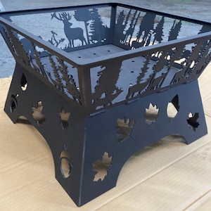 Fire Pit Wildlife Deer Design | Wood Burning Outdoor Firepit | Custom Morden Design | Model # WBFP642E