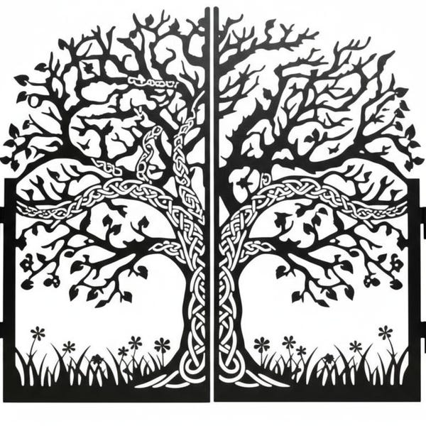 Tree of Unity – Wrought Iron Gate with Celtic Trunk & Branch Canopy Model # 089E