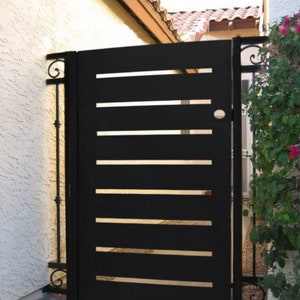 Simple & Gorgeous Laser Cut Line Pattern Metal Gate | Modest Design Custom Entry Metal Gate| Made In Canada – Model # 050E