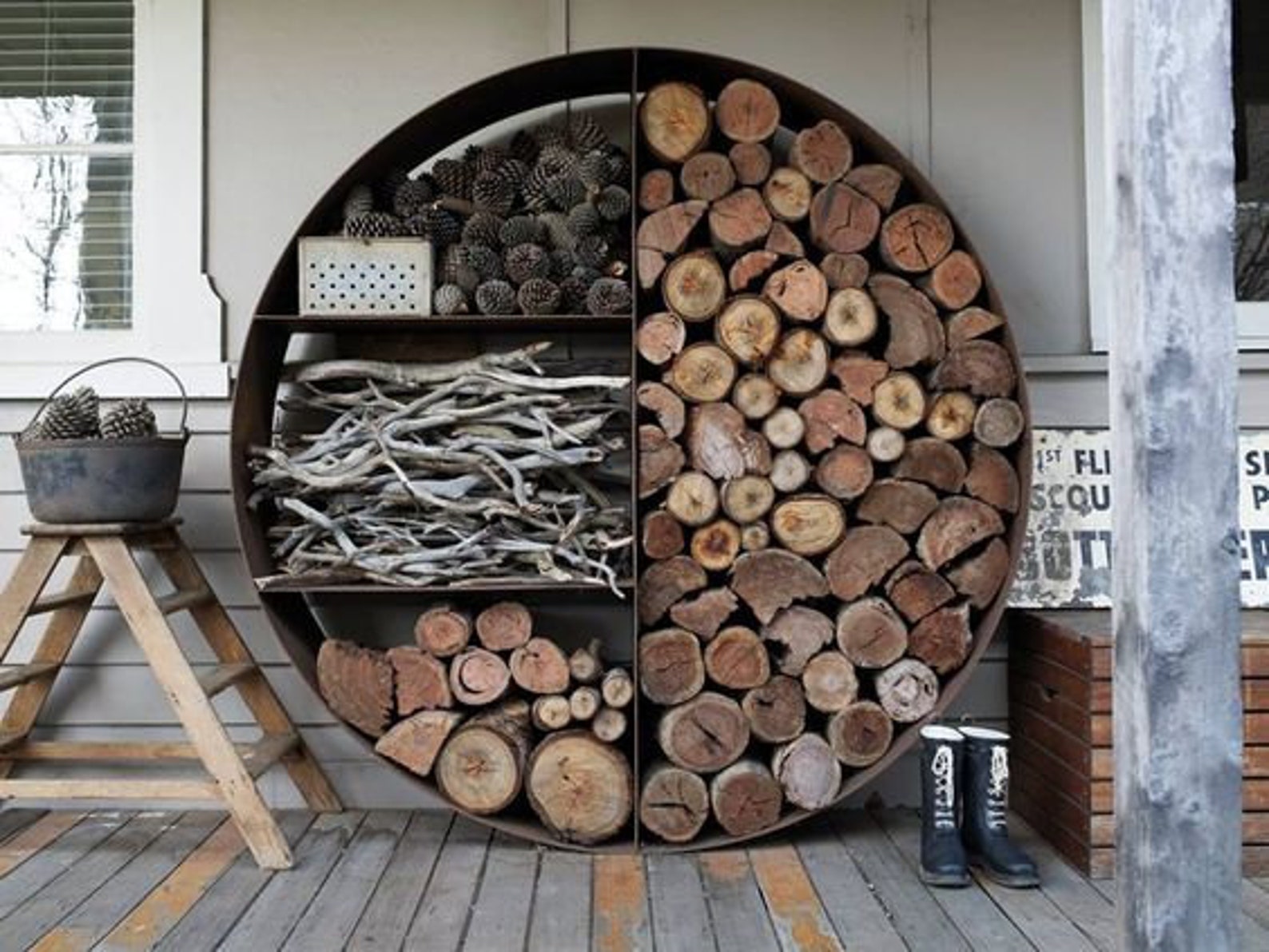 Custom Firewood Storage Rack Firewood Rack | Log Holder for Indoors/outdoors | Oxidized Firewood ...