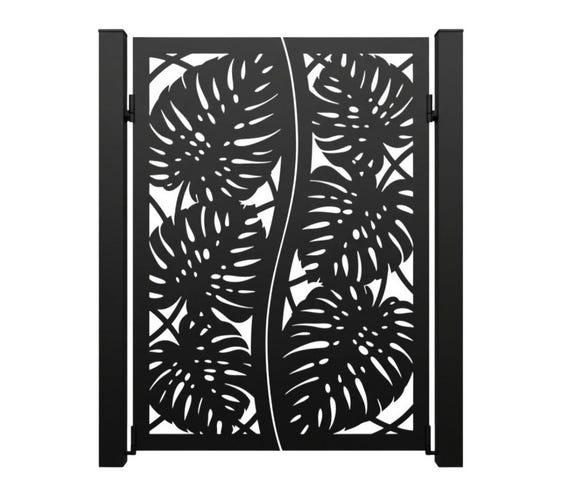 Monstera Split Passage  Ornamental Metal Man Door With Mirrored Tropical  Leaf Cutouts and Central Wave Divide Model # 818E - Etsy Hong Kong