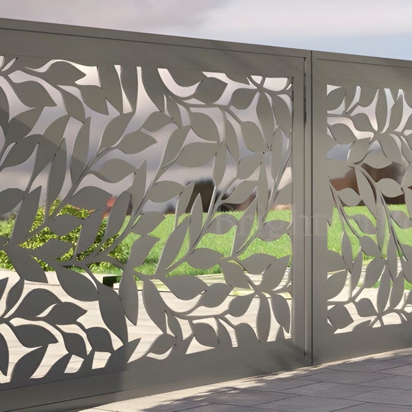 Beautiful Laser Cut Leaf Art Metal Entry Gate| Custom Heavy Duty Metal Driveway Gate | Made in Canada – Model # 178E