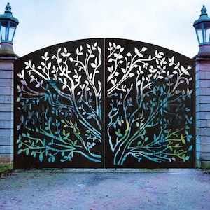 Dual Swing Tree Design Entry Gate | Heavy Duty Main Driveway Gate | Made In Canada – Model # 054E