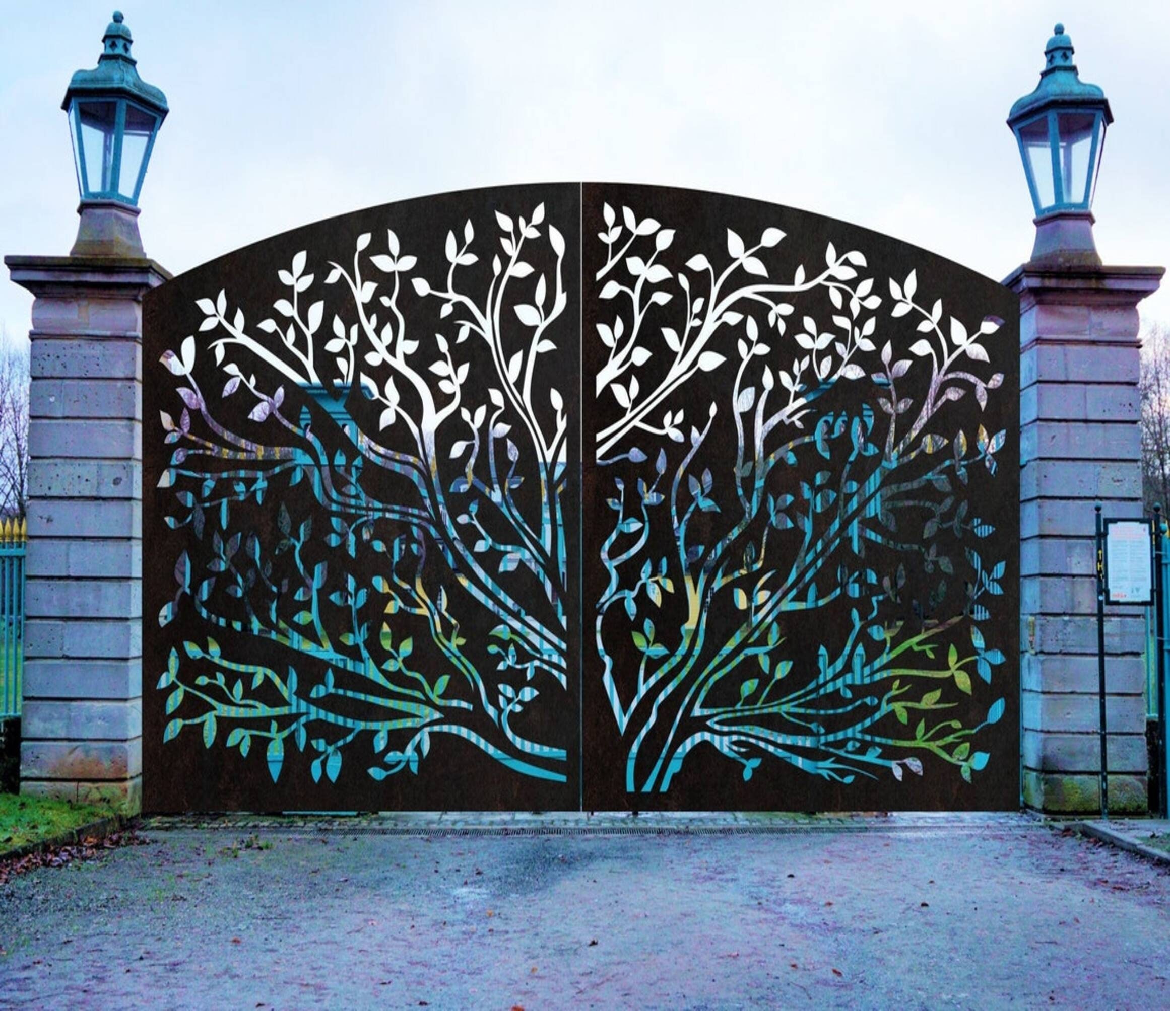 Dual Swing Tree Design Entry Gate Heavy Duty Main Driveway Gate Made in ...