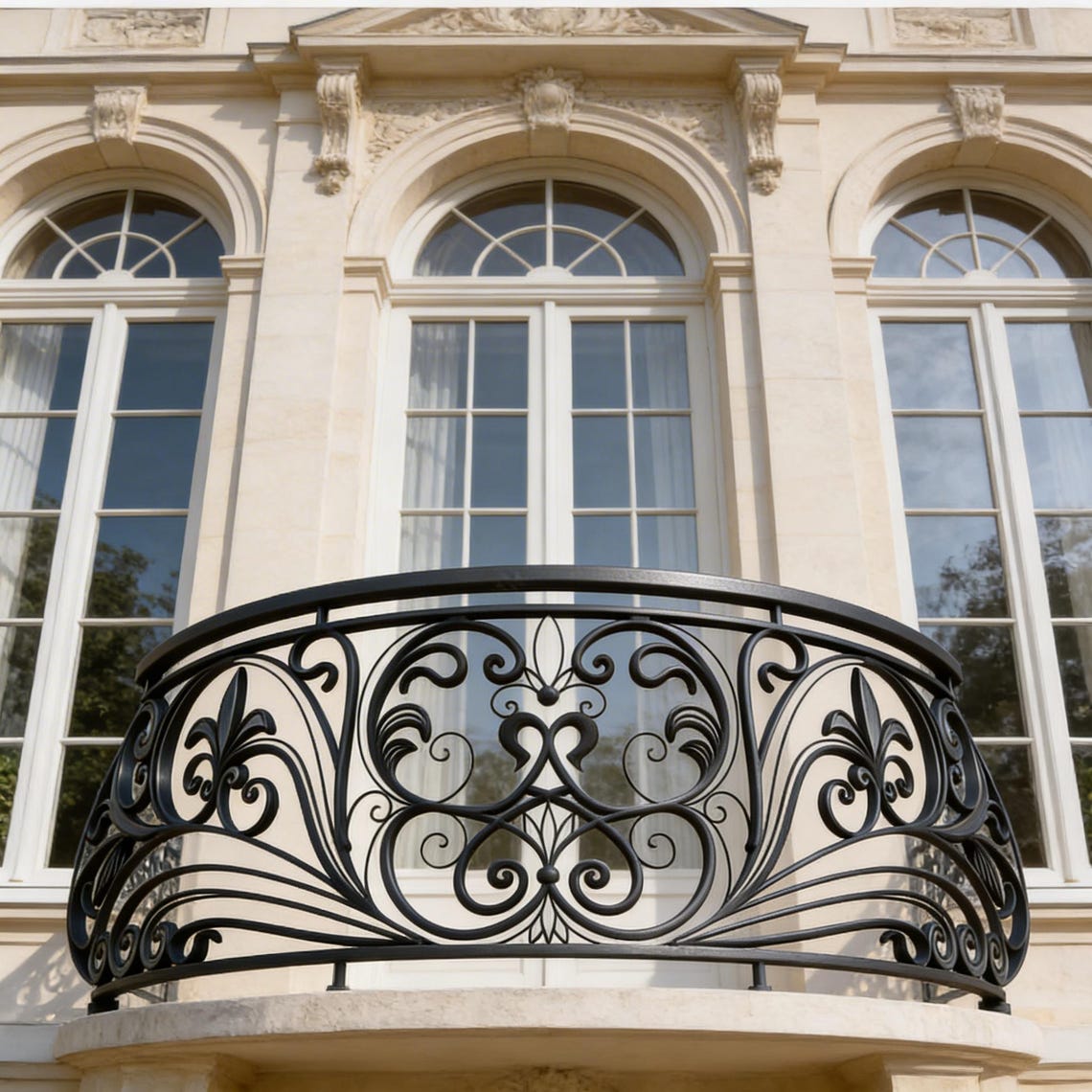 Canadian Terrace Railing Oval Wrought Iron Balcony Railing Design - Railing Balcony Panels ...