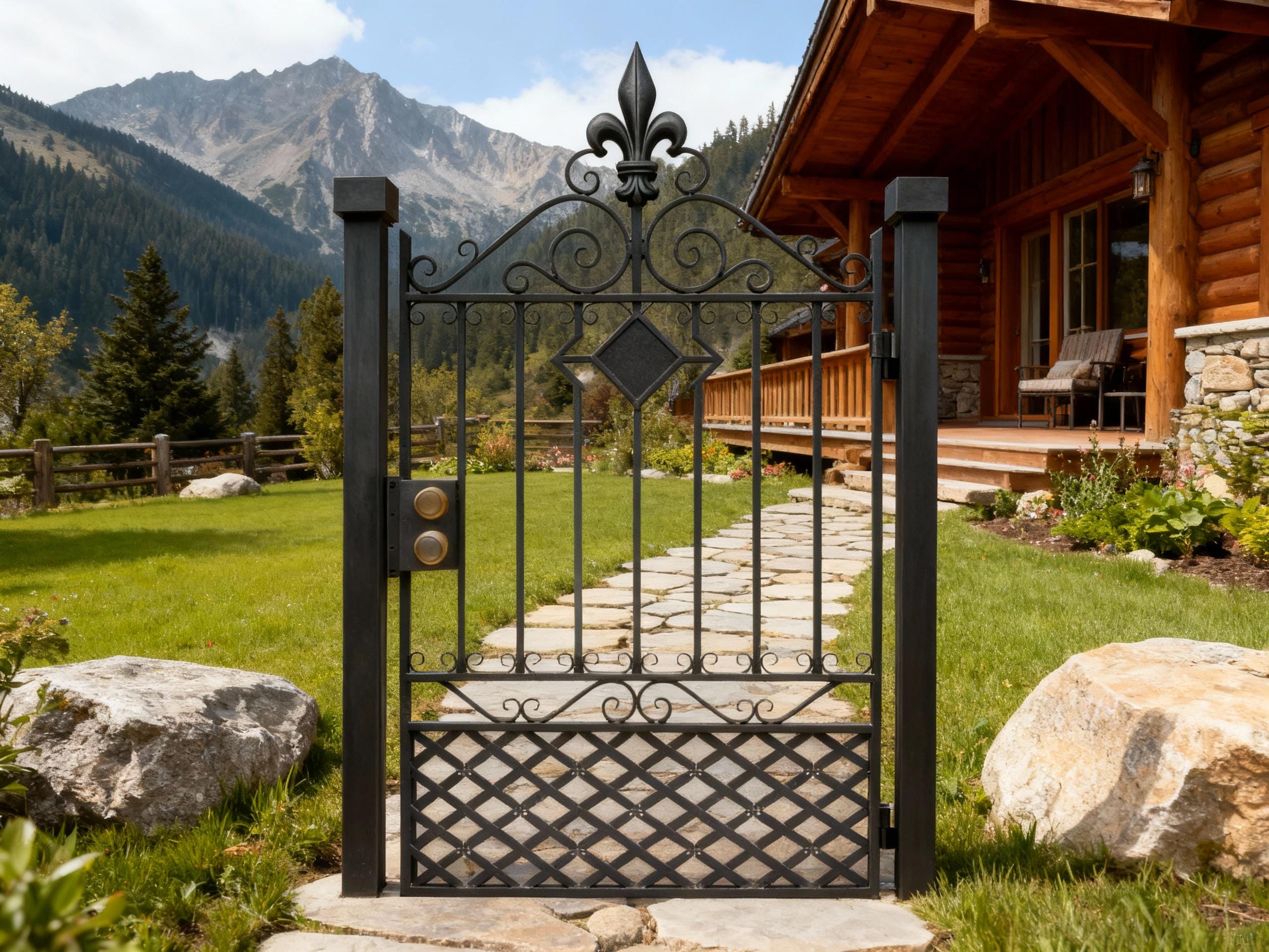 Fleur Grid Passage – Ornamental Wrought Iron Door With Diamond
