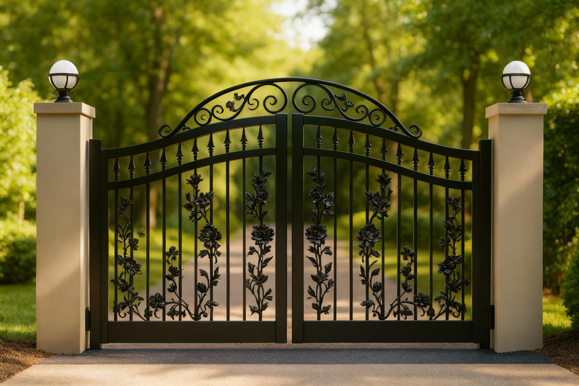 Birdsong Bloom Gate – Wrought Iron Gate With Floral Scrolls & Bird ...