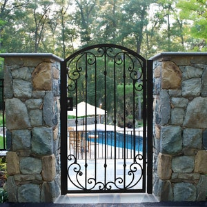 Beautiful Artistic Doodle Design Pool Gate |Modern Fabrication Iron Fence Garden Gate | Made in Canada – Model # 333E