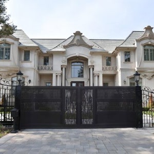 3D Laser Cut Branch Cutout Design Entry Gate | Solid Metal Construction Heavy Duty Driveway Gate | Made in Canada – Model # 163E
