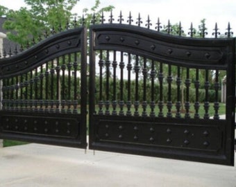 Luxurious and Stylish Solid Metal Driveway Gate | Custom Fabrication Heavy Duty Metal Gate |Made in Canada– Model # 195E