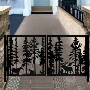 Laser Cut Wildlife Design Metal Pool Gate | Custom Fabrication Modern Metal Garden Gate| Made in Canada– Model # 274E