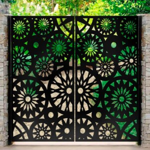 Modern Art Gear Design Metal Side Walk Gates |Classic Fabrication Laser Cut Metal Yard Gate | Made in Canada – Model # 283E