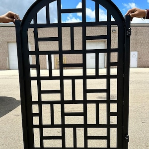Simple & Beautiful Rectangular Pattern Metal Pool Gate | Custom Fabrication Laser Cut Metal Garden Gate |– Made In Canada – Model # 047E
