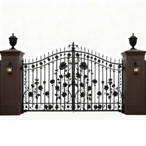 Fleur Royale – Vine & Scrollwork Wrought Iron Driveway Gate Model # 203E