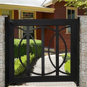 Unique & Fabulous Circle Design Metal Pool Gates | Classic Modern Fabrication Metal Garden Gate | Made in Canada – Model # 312E