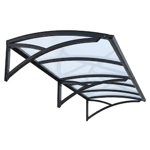 Curved Polycarbonate and Steel Outdoor Awning – Modern Wall‑Mounted Door & Window Canopy - Made in Canada - Model # WA894E