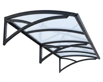 Curved Polycarbonate and Steel Outdoor Awning – Modern Wall‑Mounted Door & Window Canopy - Made in Canada - Model # WA894E