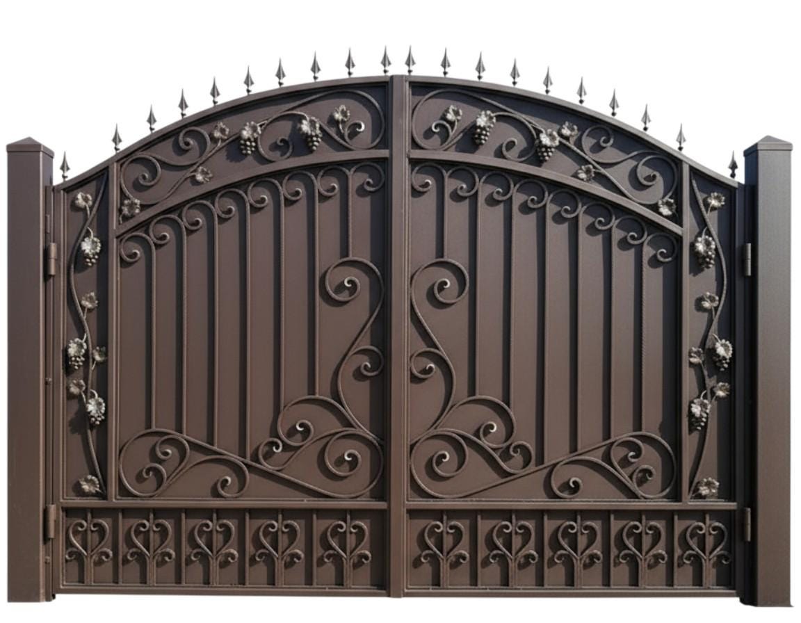 Vine Heart Sonata – Wrought Iron Gate With Grapevine Scrolls