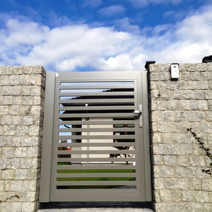 Modern Horizontal Line Design Metal Gate | Custom Fabricated Pedestrian Gate | Made in Canada- Model # 228E