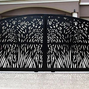 Modern Laser Cut Bush Design Entry Gate| Custom Fabrication Heavy Duty Metal Driveway Gate | Made in Canada– Model # 184E