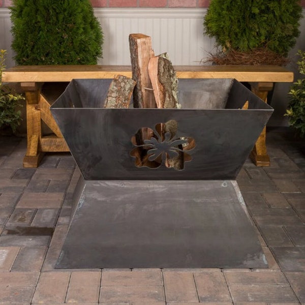 Square Leaf Design Fire Pit with wood grate | Wood Burning Outdoor Firepit | Custom Morden Design | Model # WBFP634E