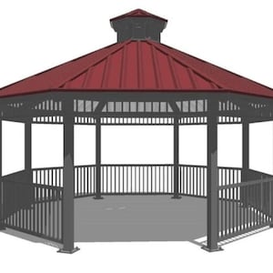 Octagon one tier and cap steel structure park Gazebo Model GAZO2TNE