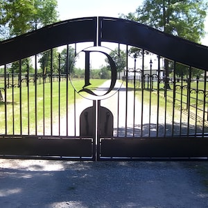 D Carving Alphabetical Design Entrance Gate | Heavy Duty Metal Driveway Gate | Made in Canada – Model # 077E