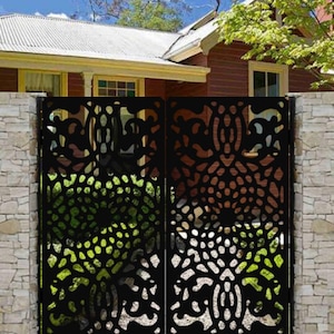 Gorgeous Artistic Design Metal Back Yard Gate | Custom Fabrication Laser Cut Yard Side Metal Gate | Made in Canada – Model # 210E