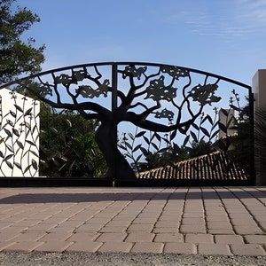 Laser Cut 3D Tree Design Gate | Modern Heavy Duty Entrance Gate | Made in Canada – Model # 088E