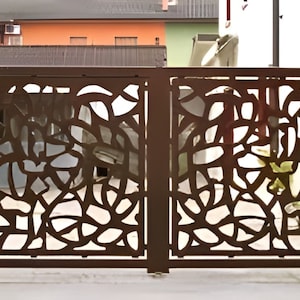 Modern Design Laser Cut Driveway Gate | Heavy Duty Metal Fabrication | Made in Canada – Model # 095E