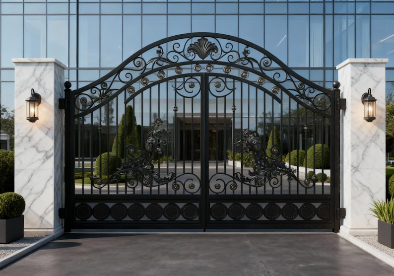 Unique Drive Gate Unique Solid Lines Design Driveway Gate | Custom Metal Entrance Gate ...