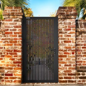 Gorgeous Vertical Pattern Metal Backyard Gate | Custom Fabrication Metal Yard Side Gate | Made in Canada – Model # 293E
