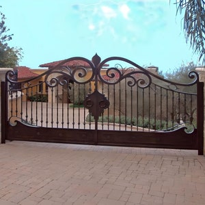 Wrought Iron Driveway Gate | Custom Fabrication Heavy duty Entrance Gate | Made in Canada – Model # 111E