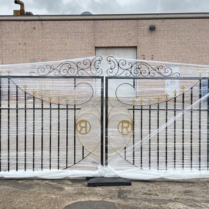 Custom Metal Driveway gate 20&#39; Made in Canada. Two-Tone Powder coated