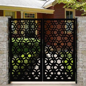 Modern Laser Cut Metal Back Yard Gate | Custom Fabrication Metal Yard Side Gate | Made in Canada – Model # 211E