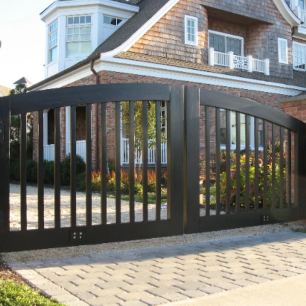 Modern Vertical Strip Metal Driveway Gate | Custom Fabricated Heavy Duty Entrance Gate – Model # 710E