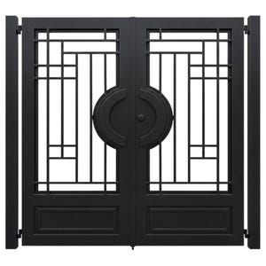 Circlegrid Passage Modern door with circular centerpiece, solid base panels Model # 320E