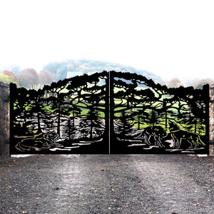 Modern Laser Cut Metal Driveway Gate | Heavy Duty Custom Fabricated Entrance Gate | Made in CANADA – Model # 486E