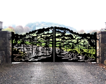 Modern Laser Cut Metal Driveway Gate | Heavy Duty Custom Fabricated Entrance Gate | Made in CANADA – Model # 486E