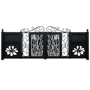Flora bamboo Scroll gate – Decorative Metal Gate with Bamboo & Floral Motifs Model # 163E