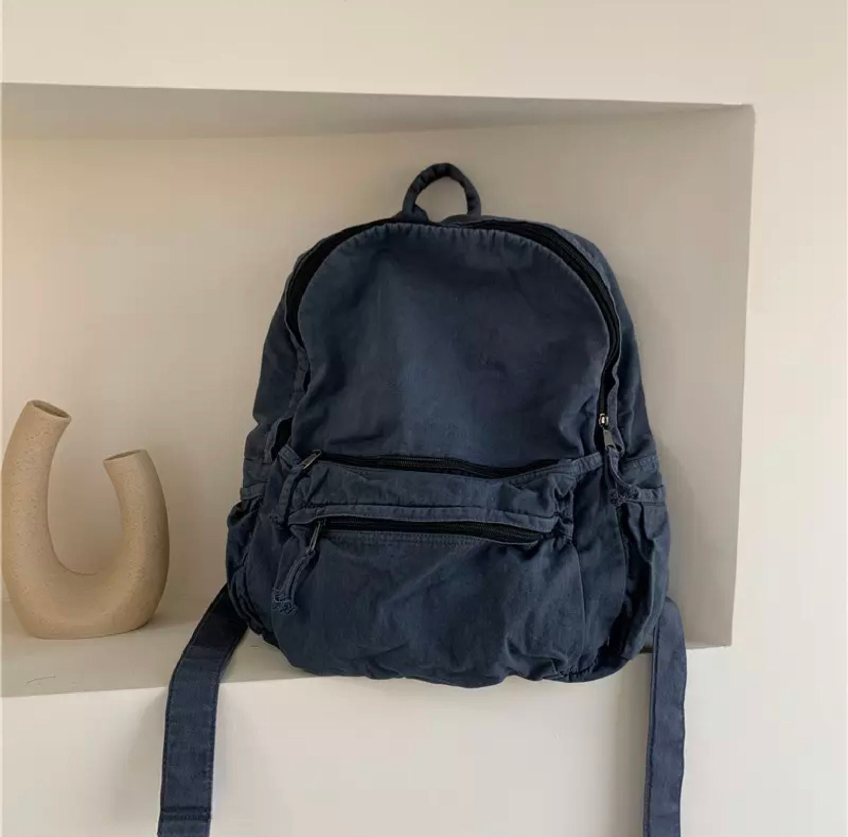Canvas School Bag Cute Backpack Laptop Large Capacity Canvas - Etsy UK